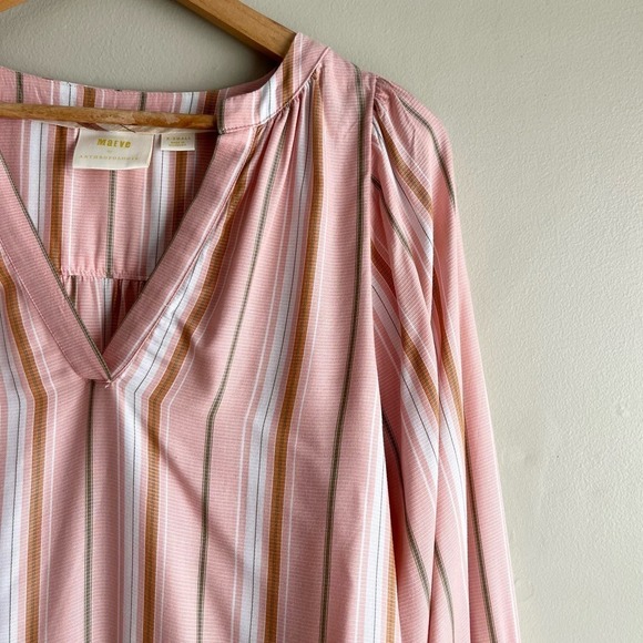 Anthropologie Maeve Brenda Peasant Top Blouse in Pink Stripes, Size XS - Picture 6 of 16